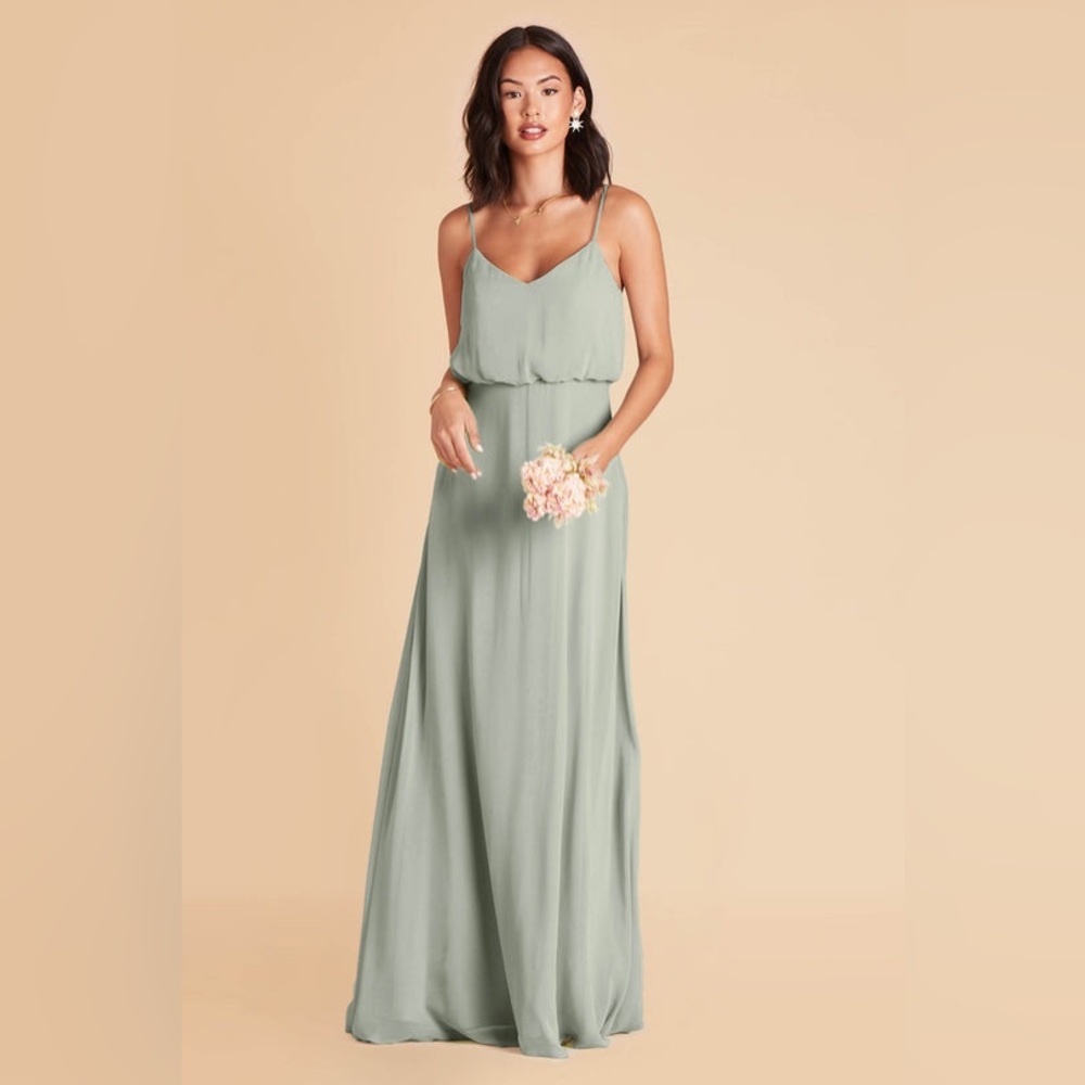 Chiffon Sage Gwennie from Birdy Grey, this is NOT hemmed and no slit